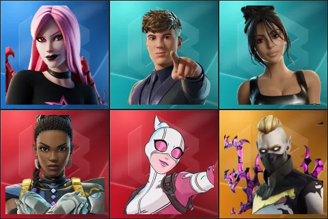 Haze, Clix, Iconic Kim Kardashian, Shuri, Gwenpool, Driftwalker