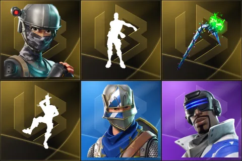 Elite Agent, Floss, Merry Mint Axe, Take The L, Blue Squire, Blue Striker