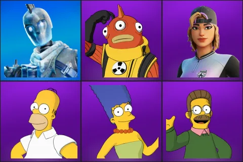 Glacial Dummy, Blinky Fishstick, FFC Striker Sparkplug, Homer Simpson, Marge Simpson, Ned Flanders