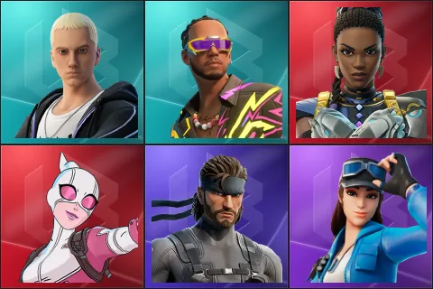 Slim Shady, Lewis Hamilton, Shuri, Gwenpool, Solid Snake, Cloud Striker