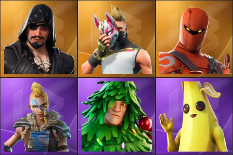Blackheart, Drift, Hybrid, Huntress, Lt. Evergreen, Peely