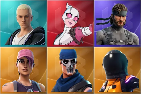 Slim Shady, Gwenpool, Solid Snake, Rose Team Leader, Warpaint, Dark Vanguard