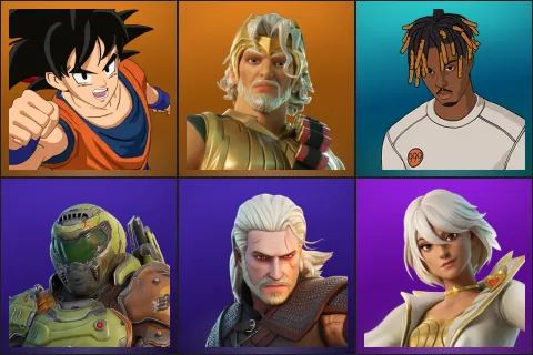 Son Goku, Zeus, Slayer Juice WRLD, Doom Slayer, Geralt of Rivia, Aphrodite