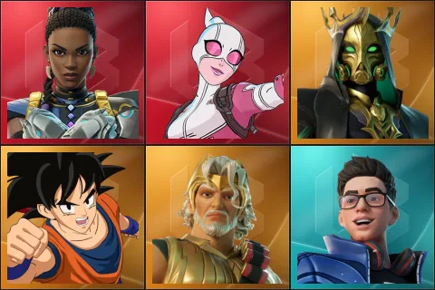 Shuri, Gwenpool, Hades, Son Goku, Zeus, Flakes Power