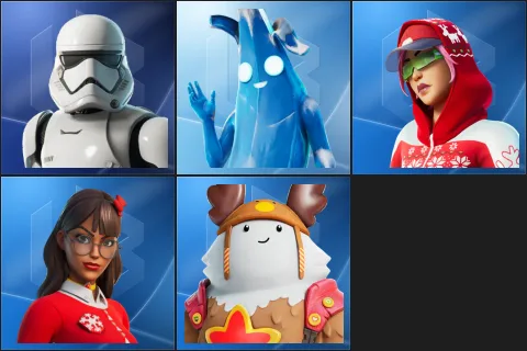 First Order Stormtrooper, Polar Peely, Arctic Adeline, Krisabelle, Sled Ready Guff