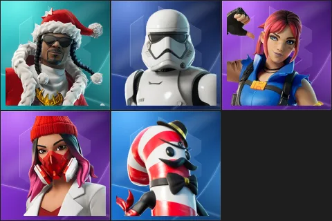 Santa Dogg, First Order Stormtrooper, Explorer Emilie, Yulejacket, Mr. Dappermint
