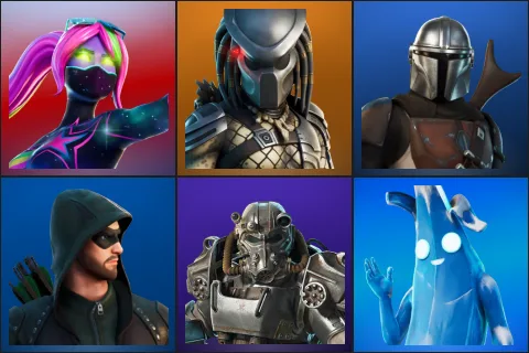 Galaxia, Predator, Mandalorian, Green Arrow, T-60 Power Armor, Polar Peely