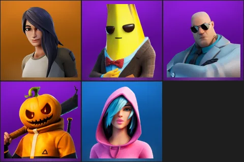 Gear Specialist Maya, Agent Peely, Brutus, Punk, Iris