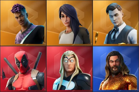 Fade, Gear Specialist Maya, Midas, Deadpool, Thor, Aquaman