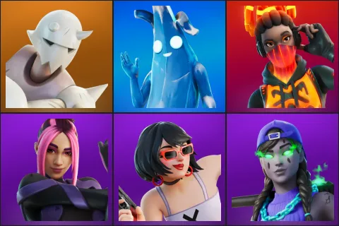Snap, Polar Peely, Tectonic Komplex, Adira, Evie, Fresh Aura