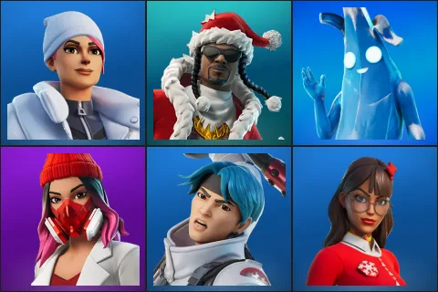 Blizzard Bomber, Santa Dogg, Polar Peely, Yulejacket, Jun-Hwan, Krisabelle
