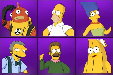 Blinky Fishstick, Homer Simpson, Marge Simpson, Moe Szyslak, Ned Flanders, Springfielder Peely