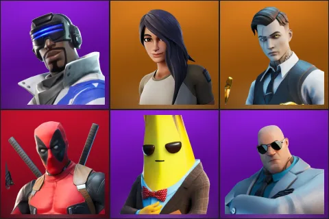 Blue Striker, Gear Specialist Maya, Midas, Deadpool, Agent Peely, Brutus