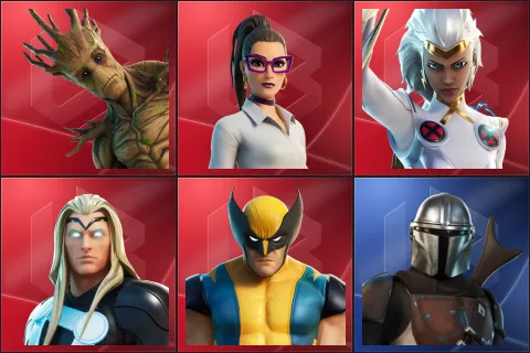 Groot, Jennifer Walters, Storm, Thor, Wolverine, Mandalorian