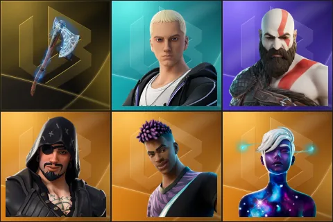 Leviathan Axe, Slim Shady, Kratos, Blackheart, Fade, Galaxy Scout
