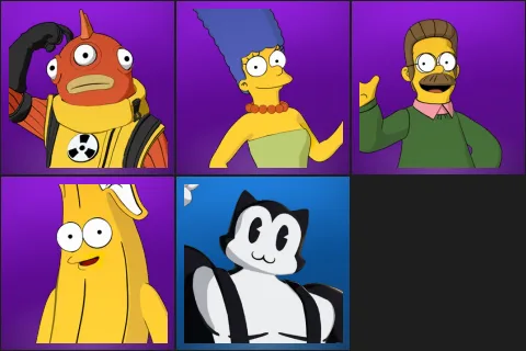 Blinky Fishstick, Marge Simpson, Ned Flanders, Springfielder Peely, Toon Meowscles