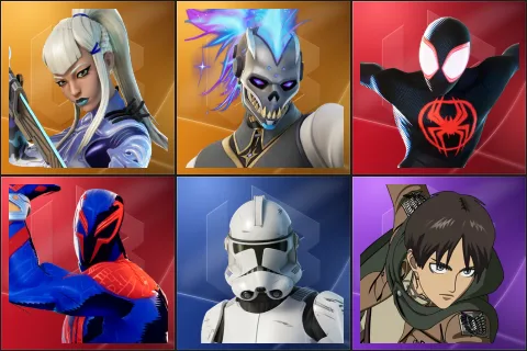 Mizuki, Renzo the Destroyer, Spider-Man (Miles Morales), Spider-Man 2099, Clone Trooper, Eren Jaeger