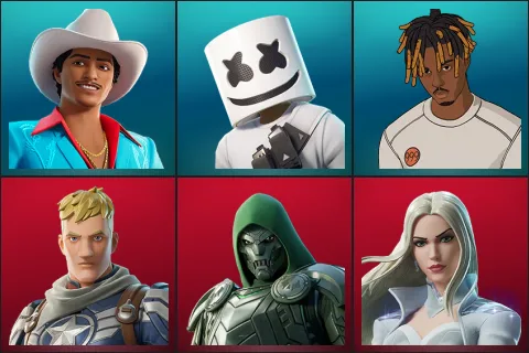 Die With A Smile Bruno, Marshmello, Slayer Juice WRLD, Captain Jones, Doom, Emma Frost