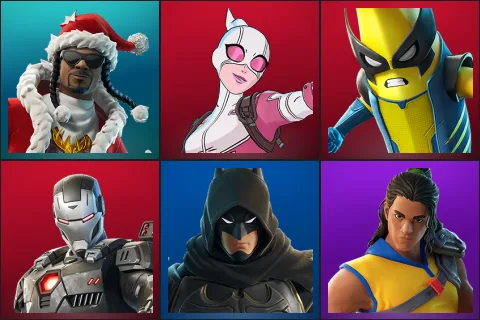 Santa Dogg, Gwenpool, Peelverine, War Machine, Ninja Knight Batman, Trailblazer Tai