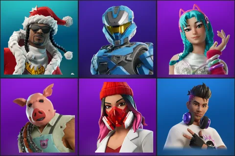 Santa Dogg, UNSC Spartan, Katalina, Pig the Butcher, Yulejacket, Chord Kahele