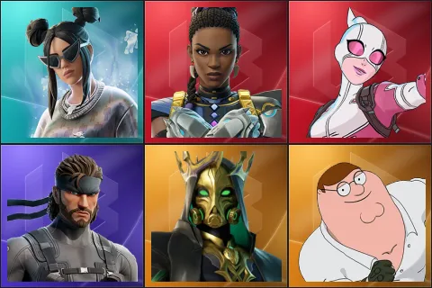 Platinum Billie Eilish, Shuri, Gwenpool, Solid Snake, Hades, Peter Griffin