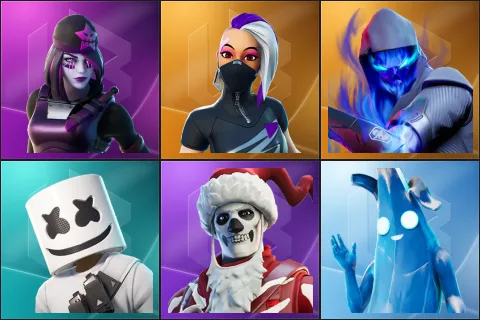 Dark Skully, Catalyst, Fusion, Marshmello, Yule Trooper, Polar Peely
