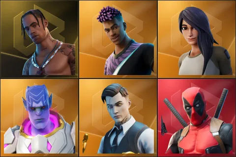 Travis Scott, Fade, Gear Specialist Maya, Kymera, Midas, Deadpool