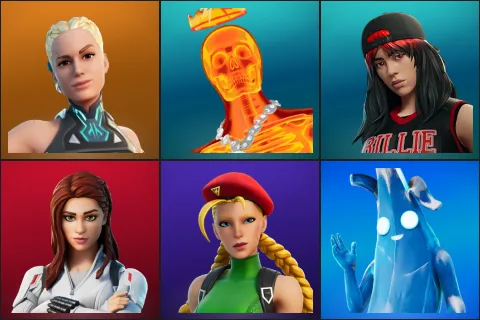 Paradigm (Reality-659), Inferno Skeleton Balvin, Red Roots Billie, Black Widow (Snow Suit), Cammy, Polar Peely