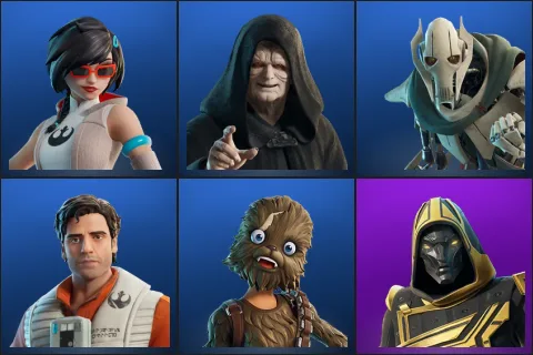 Apprentice Evie, Emperor Palpatine, General Grievous, Poe Dameron, Wookiee Team Leader, Blitz Knight