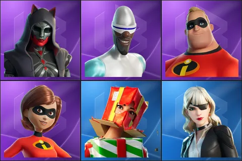Felina, Frozone, Mr. Incredible, Mrs. Incredible, Holiday Boxy, Siren