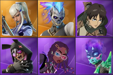 Mizuki, Renzo the Destroyer, Eren Jaeger, Highwire, Imani, Mystica