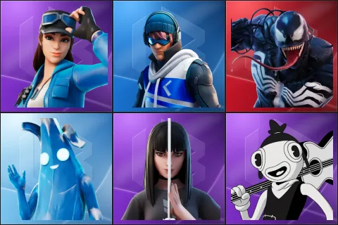 Cloud Striker, Point Patroller, Venom, Polar Peely, Charlotte, Toona Fish