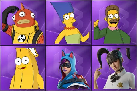 Blinky Fishstick, Marge Simpson, Ned Flanders, Springfielder Peely, Vix, Yuki Yubari