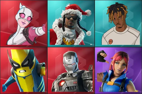 Gwenpool, Santa Dogg, Slayer Juice WRLD, Peelverine, War Machine, Explorer Emilie