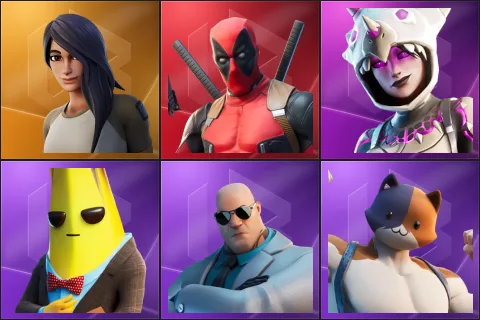 Gear Specialist Maya, Deadpool, Dark Tricera Ops, Agent Peely, Brutus, Meowscles