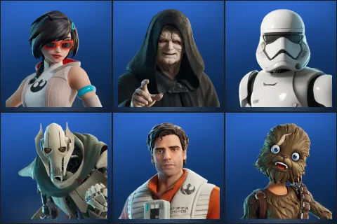 Apprentice Evie, Emperor Palpatine, First Order Stormtrooper, General Grievous, Poe Dameron, Wookiee Team Leader
