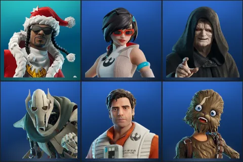 Santa Dogg, Apprentice Evie, Emperor Palpatine, General Grievous, Poe Dameron, Wookiee Team Leader