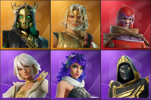 Hades, Zeus, Wastelander Magneto, Aphrodite, Artemis, Blitz Knight