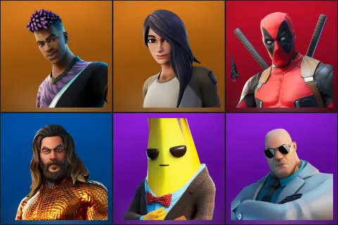 Fade, Gear Specialist Maya, Deadpool, Aquaman, Agent Peely, Brutus
