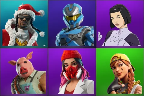 Santa Dogg, UNSC Spartan, Dupli-Kate, Pig the Butcher, Yulejacket, Aura