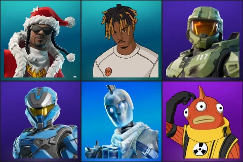 Santa Dogg, Slayer Juice WRLD, Master Chief, UNSC Spartan, Glacial Dummy, Blinky Fishstick