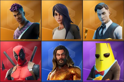 Fade, Gear Specialist Maya, Midas, Deadpool, Aquaman, Agent Peely