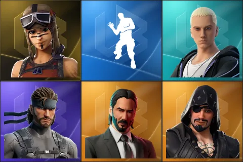 Renegade Raider, Laugh It Up, Slim Shady, Solid Snake, John Wick, Blackheart