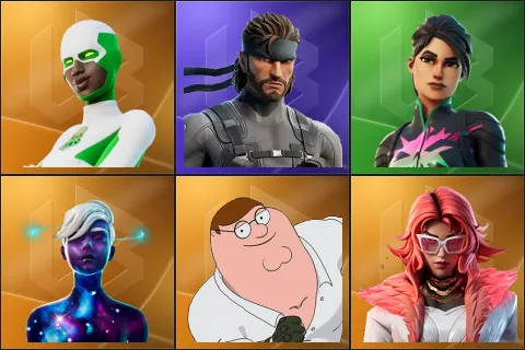 Backlash, Solid Snake, Trinity Trooper, Galaxy Scout, Peter Griffin, Valeria