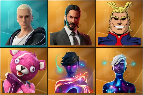 Slim Shady, John Wick, All Might, Cuddle Team Leader, Galaxy Grappler, Galaxy Scout