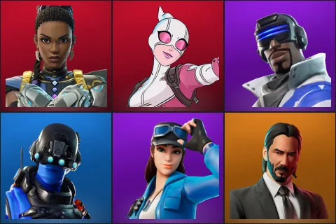 Shuri, Gwenpool, Blue Striker, Carbon Commando, Cloud Striker, John Wick