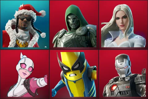 Santa Dogg, Doom, Emma Frost, Gwenpool, Peelverine, War Machine