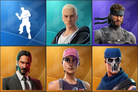 Laugh It Up, Slim Shady, Solid Snake, John Wick, Rose Team Leader, Warpaint