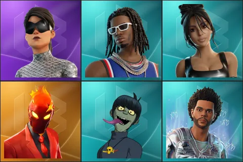 Unchained Ramirez, Playboi Carti, Iconic Kim Kardashian, Inferno, Murdoc, Platinum The Weeknd