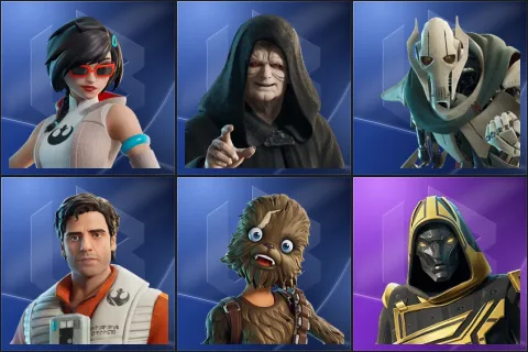 Apprentice Evie, Emperor Palpatine, General Grievous, Poe Dameron, Wookiee Team Leader, Blitz Knight